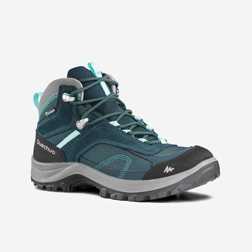 Botas Senderismo Mujer Mh100 Mid Impermeable Azul Turq Quech