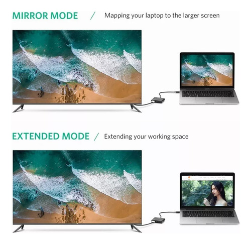 Adaptador Ugreen Usb C A Hdmi 4k + Vga Power Delivery Usb3.0