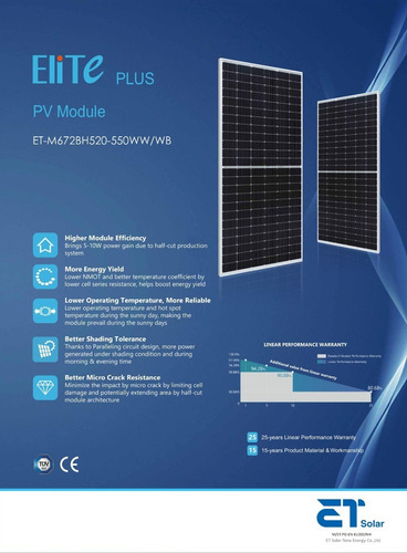 Imagen 2 de 3 de Panel Solar Premium 550w Con Tecnología Perc