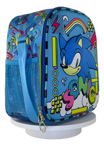 Kit Escolar Sonic 3d Con Luz Infantil Primaria Ruz Azul Claro Sonic
