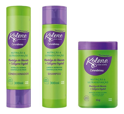  Kit Kolene Curvaturas Shampoo + Cond + Mascara