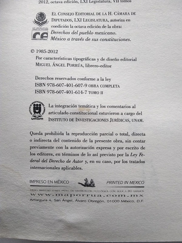 Libro Derecho Del Pueblo Mexicano Tomo 3, 5 Y 6 95n36
