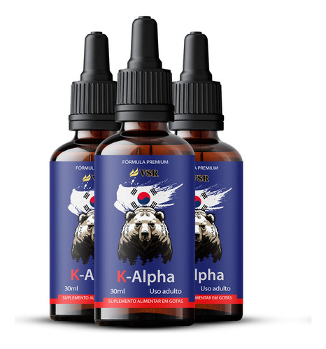 Kit 3 K-alpha Original 30ml - Fórmula Concentrada Natural Tadala