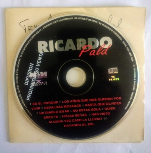 Ricardo Pald Cd Original Promo  