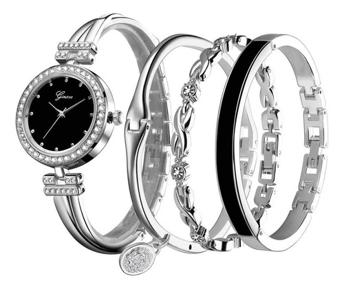 Conjunto De Reloj Y Pulsera Para Mujer, Plata, Analógico