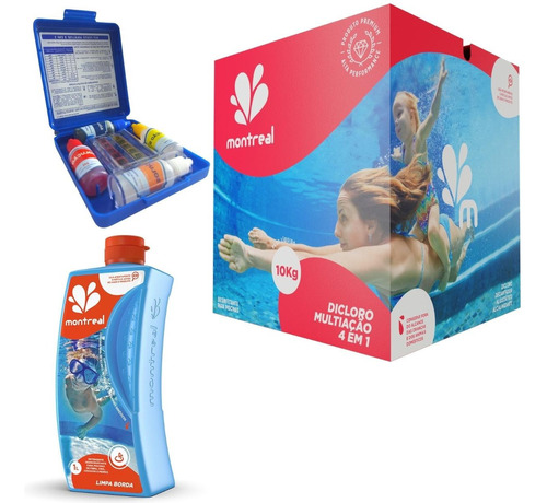 Kit Manutenção De Piscina Com Kit Teste 4x1 E Limpa Borda