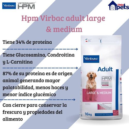 Imagen 2 de 2 de Alimento Virbac Adult Large & Medium 16 Kg Ms