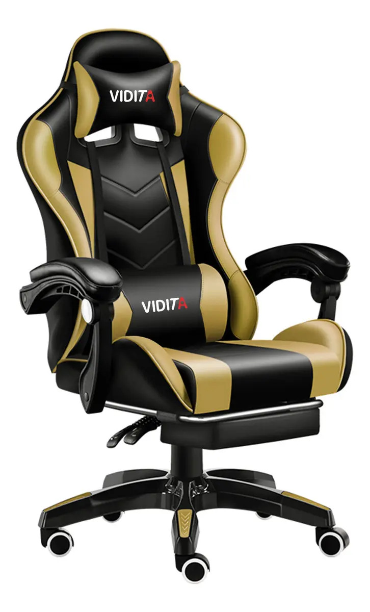 Silla Gamer Reclinable Ergonómica Con Reposapiés Gx2000 Color Ocre Material Del Tapizado Cuero Sintético Pc Profesional