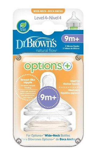 Tetina Boca Ancha Options+ 9m+ 2 Unidades Dr. Brown's