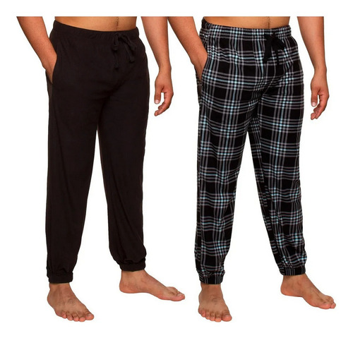 Pantalones Joggers Pijama Para Hombres Set 2 Pzas Negro