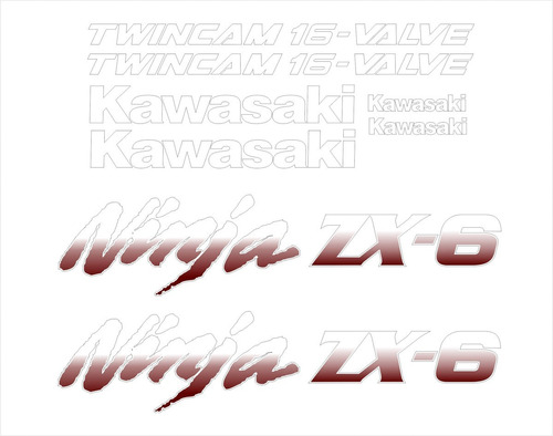 Adesivos Compatível Kawasaki Ninja Zx-6 1990/1994 Bordo Kit Cor KAWASAKI NINJA ZX-6 1990 À 1994 BORDO