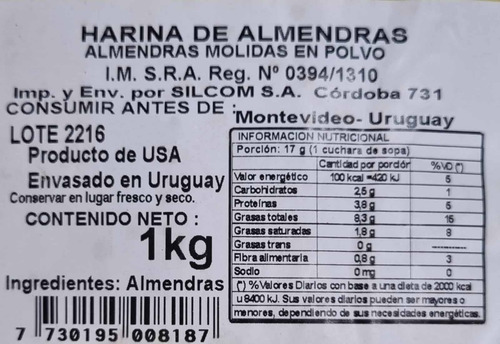 Imagen 2 de 3 de Harina De Almendras 2 Kg