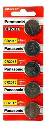 Kit 1 Cartela Bateria Panasonic Cr2016 3v 5 Unidades