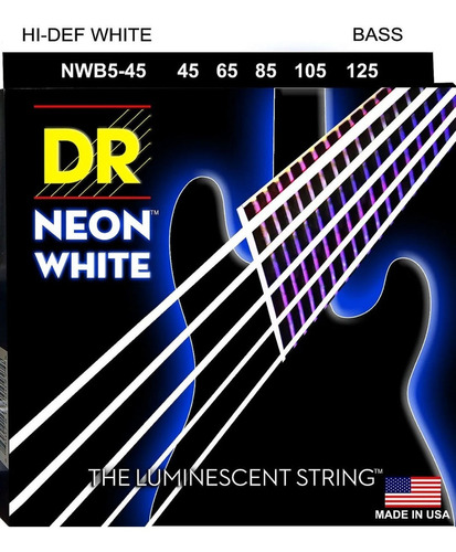 Encordoamento Baixo 5 Cordas Dr Strings Neon White Nwb5-45
