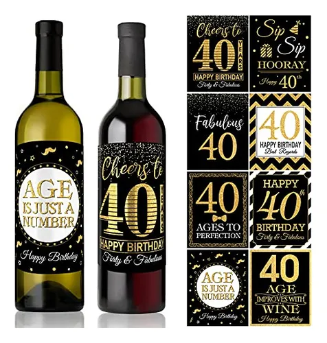 40 Pegatinas Para Botellas De Vino Con Diseño De Feliz Cumpl