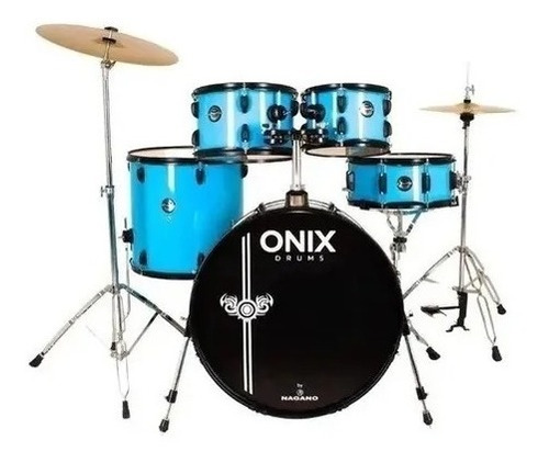 Bateria Acustica Nagano Onix Smart 22 Completa All Black