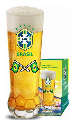 Copo Bola Cerveja Bandeiras Brasil Copa Do Mundo 2022 400ml Cor Transparente