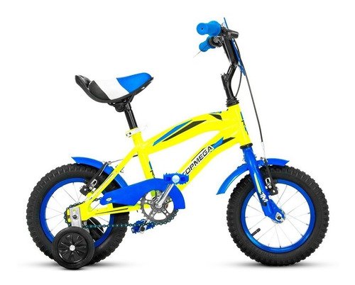 BMX infantil TopMega Superhéroes Crossboy R12 frenos v-brakes color amarillo con ruedas de entrenamiento  