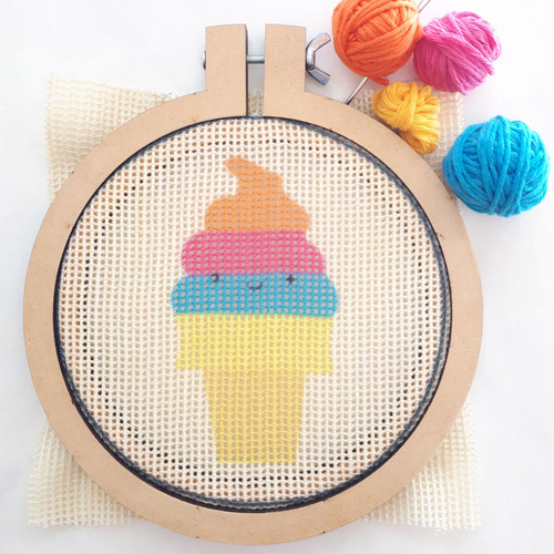 Kit De Bordado Para Niños - Estampa Helados