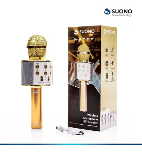 Imagen 2 de 10 de Microfono Karaoke Bluetooth Parlante Usb Recargable Fiestas