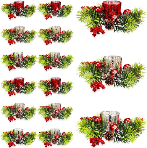 Conjunto De 24 Portavelas De Navidad Aros De Velas De N...