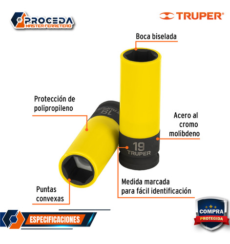 Dado Largo Impacto Prot. Plást. 19 Mm, 6 Puntas 100931