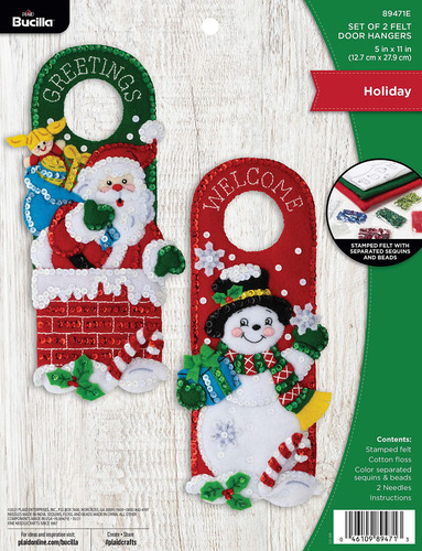 Bucilla, Juego De 2 Ganchos De Fieltro Para Puerta, Suministros Para Manualidades Y Manualidades, 89471e