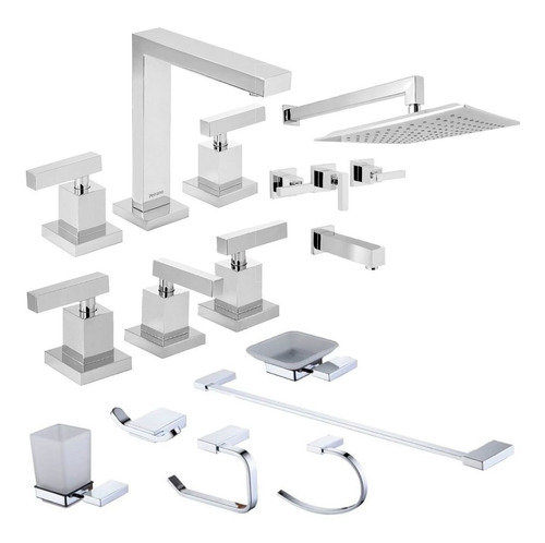 Combo Griferia Lavatorio Bidet Ducha Accesorios Castilla