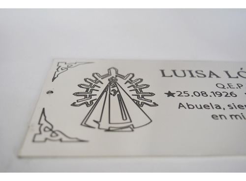Placa Bronce Funeraria, Cementerio, Nicho, Lapida,tumba 15x8
