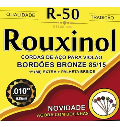 Corda Para Violão Rouxinol R-50 - 12 Pacotes - 6 Cordas