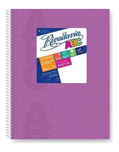 Cuaderno Abc N°7 Rayado 60 Hojas Espiral Lila Rivadavia