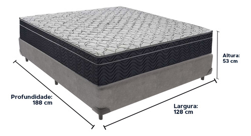 Cama Box Cinza Colchão Airtech 150 Espuma D45 Viúvo Ortobom