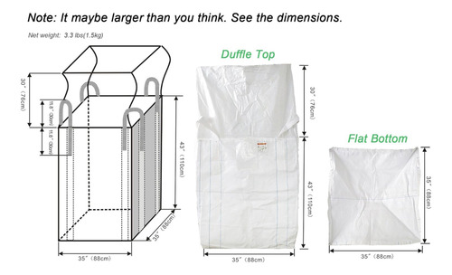 Super Saco Jumbo De Poliuretano Valvula Inferior Cap 1.5 Ton Blanco