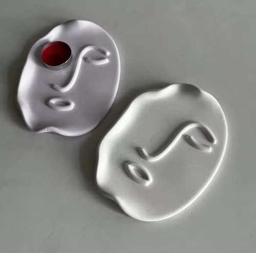 Molde De Silicona Para Charola Con Forma De Cara Yeso Cement