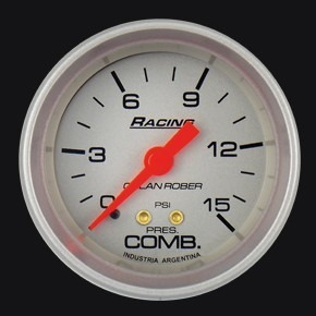 Manometro Combustible Mecanico 15 Psi 52mm Racing Fondo Plat