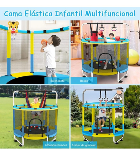 Mini Cama Trampolín Elástica Para Niños Con Accesorios