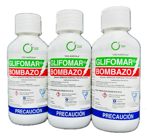 Glifomar Bombazo Herbicida Glifosato 100 Ml Pack 3 Piezas