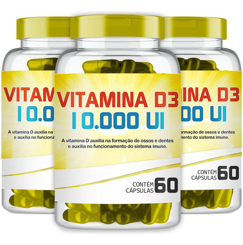 Kit de vitamina D3 10.000 UI 60 cápsulas (3 unidades)