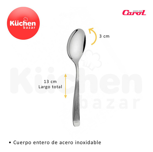 Imagen 2 de 10 de Cuchara De Té De Acero Inoxidable Athenas X12