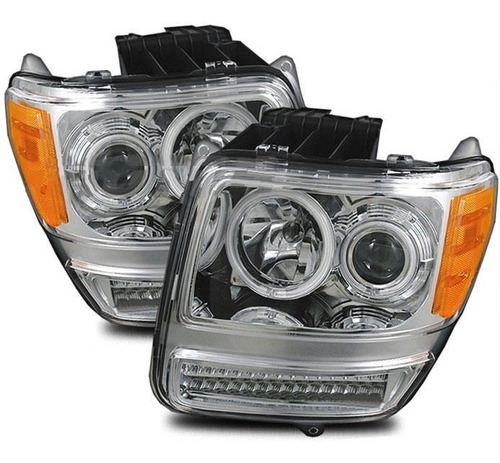 Faros De Lupa Doble Halo Ccfl Cromados Dodge Nitro 07 - 12