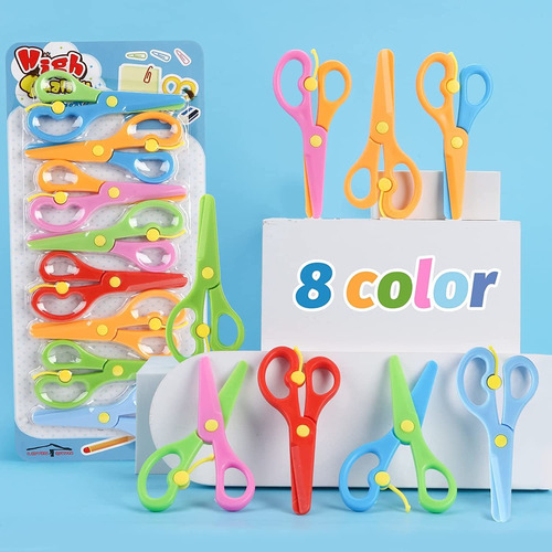 Lovestown 8 Pcs Plastic Safety Scissors, Toddler Safety Scis