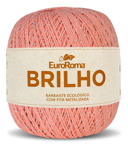 Barbante Brilho Prata 400g N°6 4/6 Fios 406m Euroroma Cor Salmão