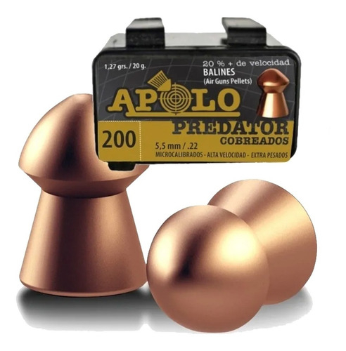 Imagen 1 de 10 de Balines Apolo Predator X200 5.5 Cobreados