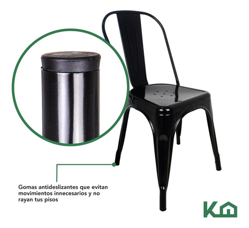 Silla Tipo Tolix De Comedor Color Negro Mate Diseño Vintage Minimalista Exterior Interior Comoda Ergonomica Resistente Kingshouse