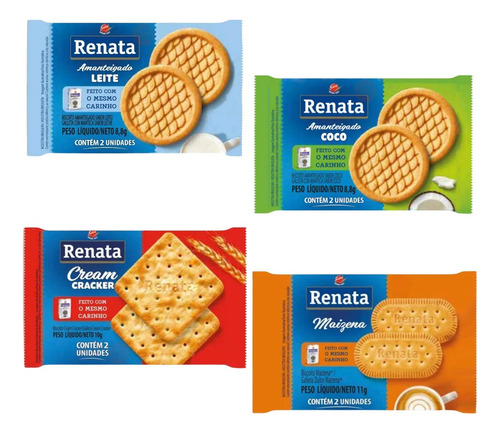 Kit Com 160 Sachês De Biscoito Renata - 4 Sabores Sortidos