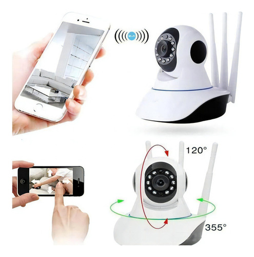 Camara Robotica Wifi 360º Vision Nocturna Lee Microsd Voz Color Blanco