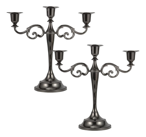 Dyna-living Candelabro - Candelabro De 3 Velas De Metal Negr