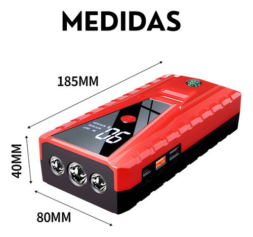 Arrancador De Batería Auto Usb 26000mah Power Bank Linterna