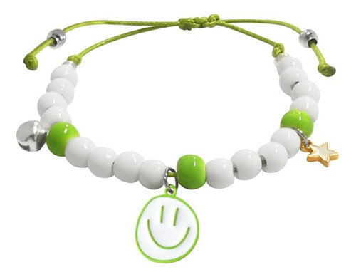 Olarcu Cute Smiley Face Beaded String Charm Bracelets Para A