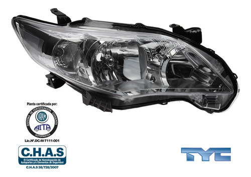 Imagen 2 de 10 de Óptica Toyota Corolla 2011 2012 2013 2014 Tyc Derecha Derech